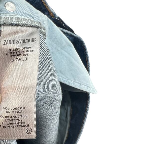 Zadig & Voltaire Steeve‎ Jeans Pants Denim Eco Medium Blue Wash Size 33 - Picture 13 of 14
